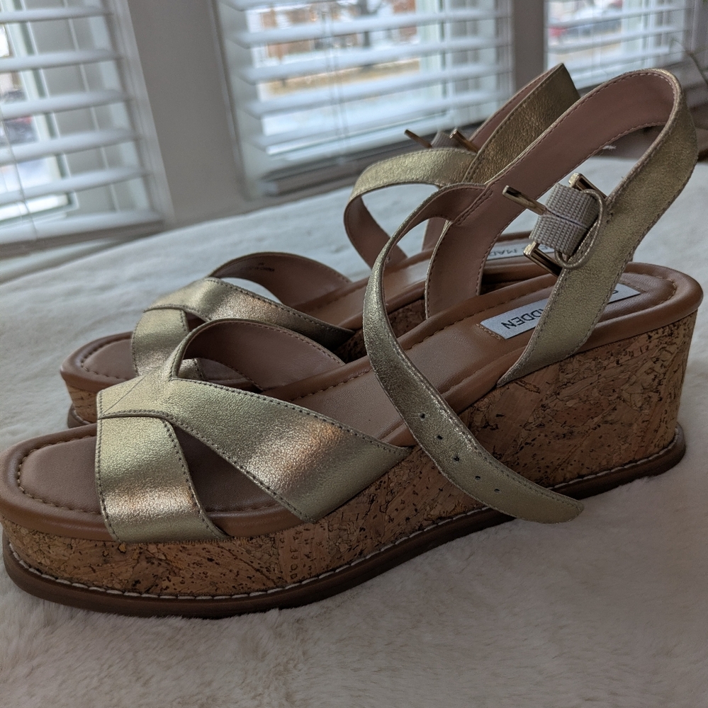 Steve Madden Gold Wedge Sandals